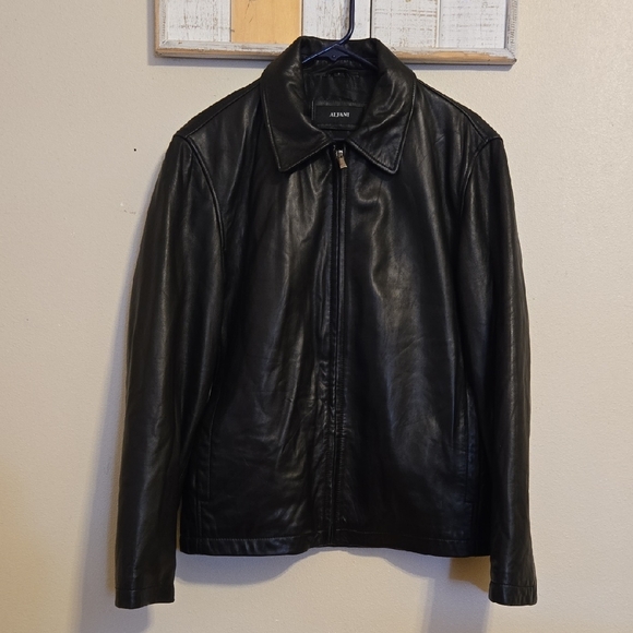 Alfani Men's Classic Black Leather Jacket Sz Small